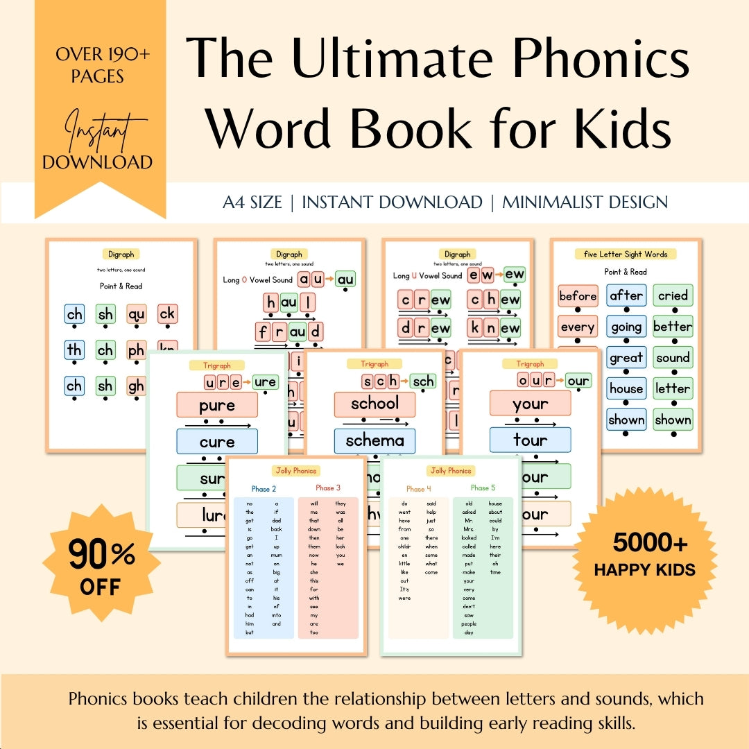 Phonics Workbook for Kids CVC Words • Sight Words • Learn to Read • Perfect for Homeschool & Kindergarten