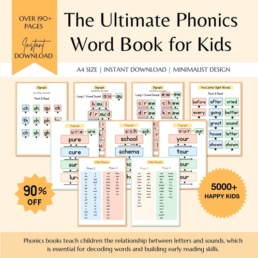 Phonics Workbook for Kids CVC Words • Sight Words • Learn to Read • Perfect for Homeschool & Kindergarten