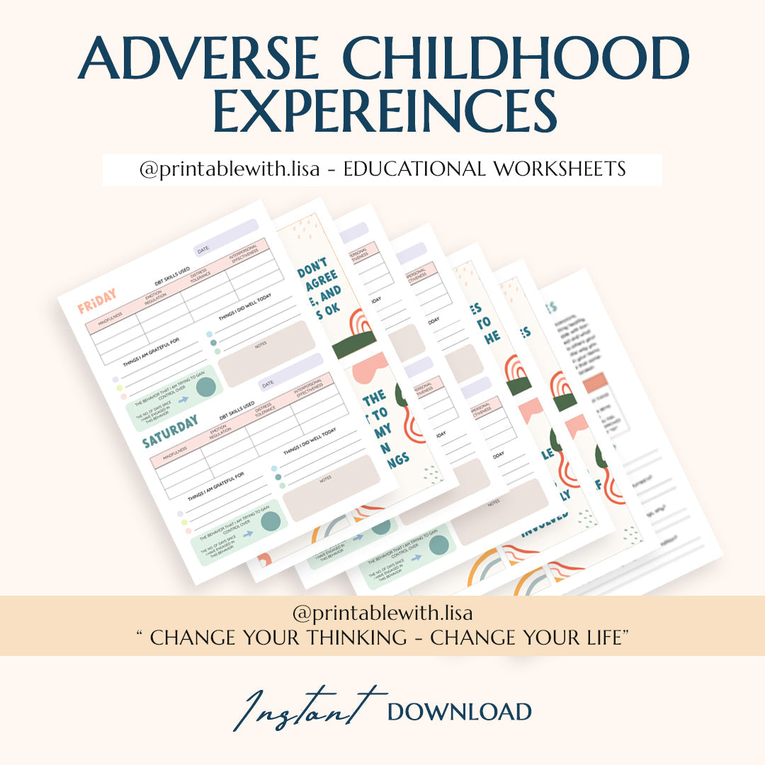 Trauma Therapy Bundle - Coping cards, therapy worksheets, PTSD & anxiety tools